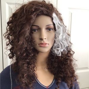 Long curly brown wig, cosplay, Magenta from Rocky Horror?